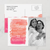 Roze Waterverf Save the Date Briefkaarten (Voorkant / Achterkant)