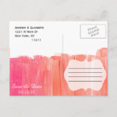 Roze Waterverf Save the Date Briefkaarten (Achterkant)