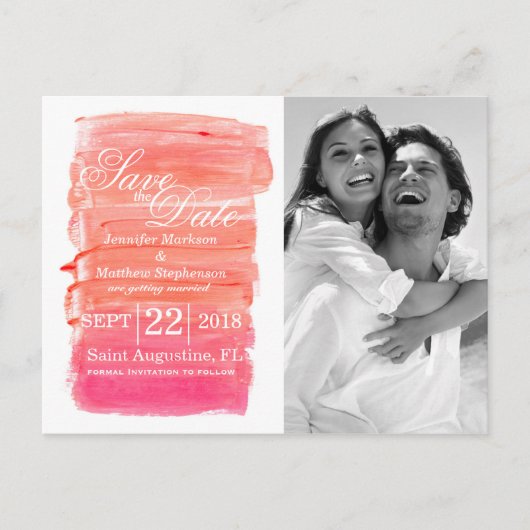 Roze Waterverf Save the Date Briefkaarten (Voorkant)