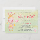 Roze waterverf schattige robot het is een meisje b kaart (Voorkant)