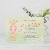 Roze waterverf schattige robot het is een meisje b kaart (Staand voorkant)