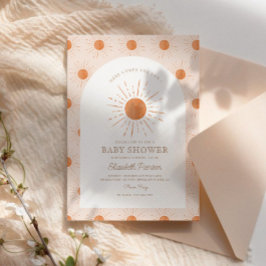 Roze Waterverf Schattige Zon Baby shower Kaart