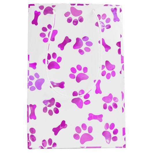 Roze Waterverf schilderafdrukken Medium Cadeauzakje (Voorkant)