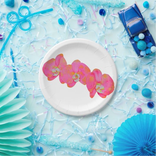 Roze waterverf schilderij papieren bordje (Feest)