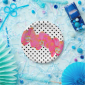 Roze waterverf schilderij | polka-punten papieren bordje (Feest)