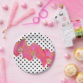 Roze waterverf schilderij | polka-punten papieren bordje (Feest)