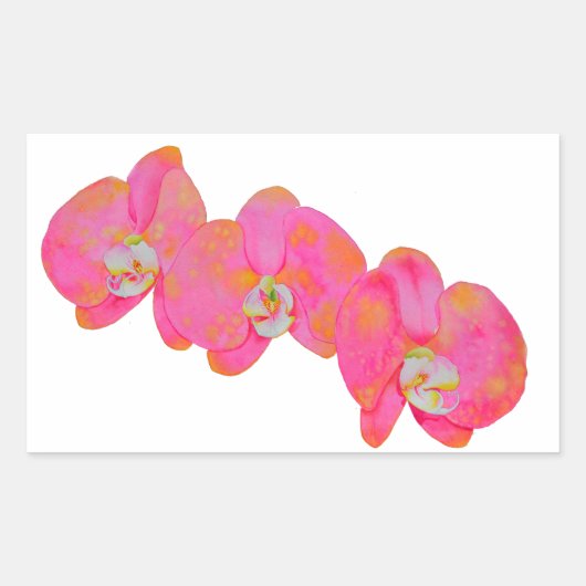 Roze waterverf schilderij rechthoekige sticker (Voorkant)