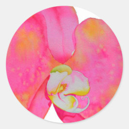 Roze waterverf schilderij ronde sticker