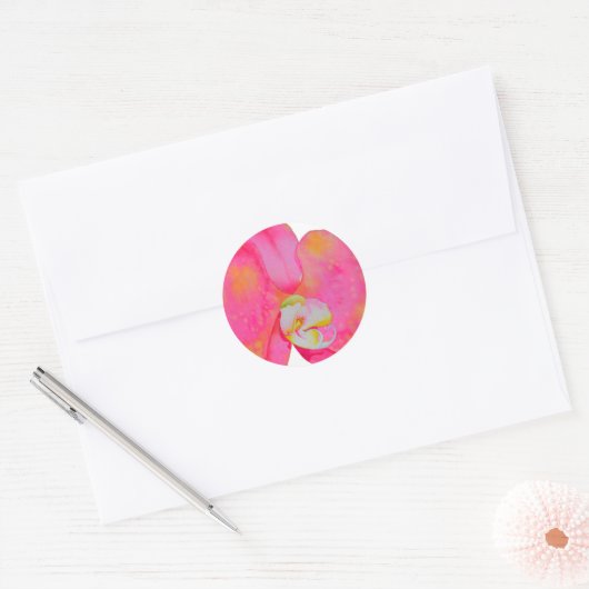 Roze waterverf schilderij ronde sticker (Envelop)