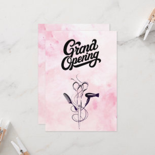 Roze Waterverf schoonheidssalon Grand Opening Kaart