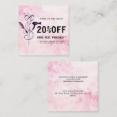 Roze Waterverf Schoonheidssalon Korting Kaart (Voorkant / Achterkant)