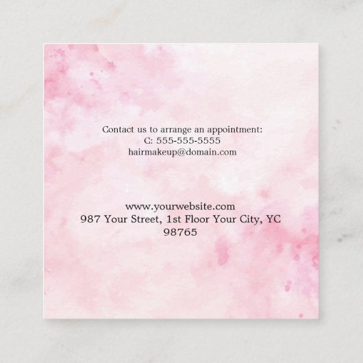 Roze Waterverf Schoonheidssalon Korting Kaart (Achterkant)