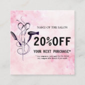 Roze Waterverf Schoonheidssalon Korting Kaart (Voorkant)