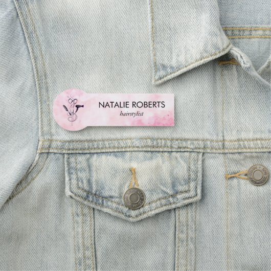 Roze Waterverf Schoonheidssalon Naamplaatje (In situ)