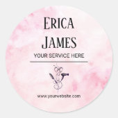 Roze Waterverf schoonheidssalon Ronde Sticker (Voorkant)