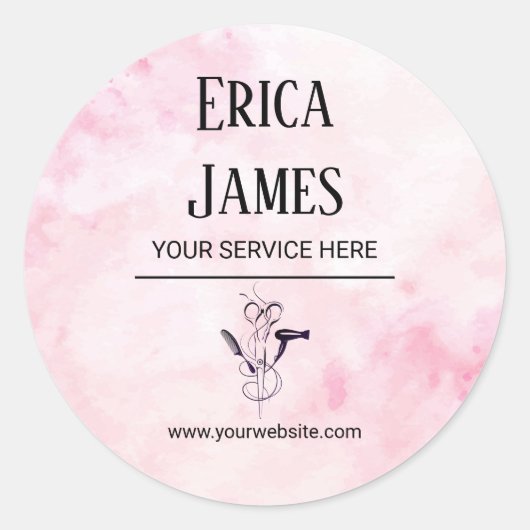 Roze Waterverf schoonheidssalon Ronde Sticker (Voorkant)