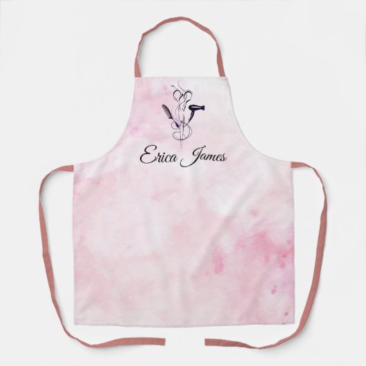 Roze Waterverf schoonheidssalon Schort (Voorkant)