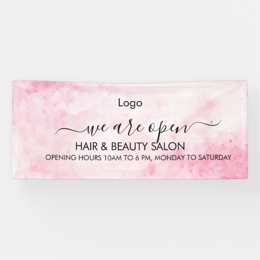 Roze Waterverf schoonheidssalon Spandoek (Horizontaal)