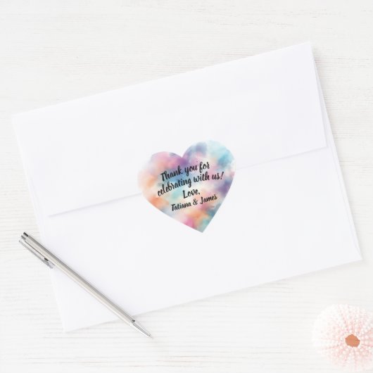Roze Waterverf script Dank u Hart Sticker (Envelop)