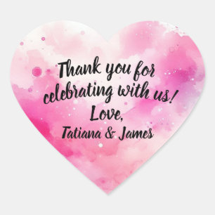 Roze Waterverf script  Dank u Hart Sticker