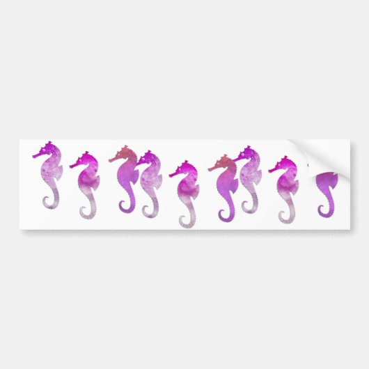 Roze Waterverf Seapaarden Bumpersticker (Voorkant)
