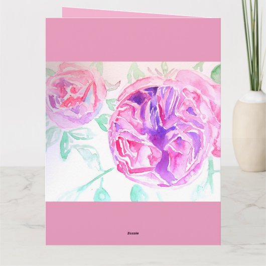 Roze Waterverf Sering Rozen Bloem Bloemstuk Kaart (Achterkant)