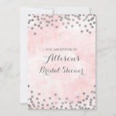 Roze Waterverf Silver Confetti Vrijgezellenfeest Kaart (Voorkant)