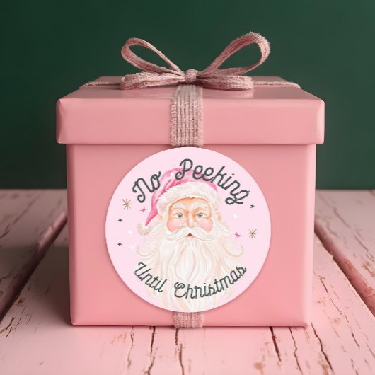  Roze Waterverf Sinterklaas Geen Peeking Ronde Sticker
