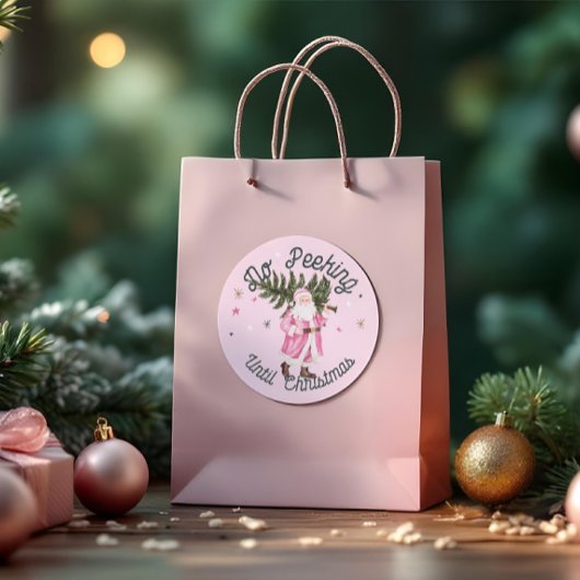  Roze Waterverf Sinterklaas Geen Peeking Ronde Sticker