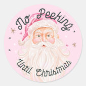  Roze Waterverf Sinterklaas Geen Peeking Ronde Sticker (Voorkant)