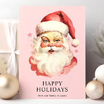 Roze  Waterverf Sinterklaas Kerstmis Feestdagen Kaart<br><div class="desc">Stuur feestelijke groeten met onze Roze Waterverf Santa Claus Christmas Holiday Kaart! Deze charmante kaart is voorzien van een nostalgische waterverf van de kerstman op een levendige achtergrond, versierd met delicate sneeuwvlokken. Perfect voor het verspreiden van feestvreugde, deze kaart legt de tijdloze geest van Kerstmis vast. De binnenkant is leeg,...</div>