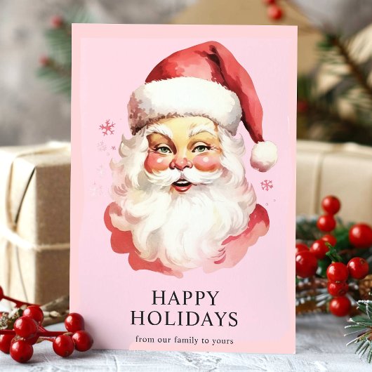 Roze  Waterverf Sinterklaas Kerstmis Feestdagen Kaart