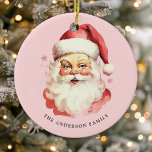Roze  Waterverf Sinterklaas Kerstmis Keramisch Ornament<br><div class="desc">Vier het feestelijke seizoen met onze Roze  Waterverf Kerstman Keramisch Ornament! Dit charmante ornament heeft een nostalgisch Santa Claus-ontwerp tegen een stijlvolle,  solide achtergrond,  dat  charme combineert met moderne flair. Perfect voor het toevoegen van een feestelijke touch aan uw kerstboom. Personaliseer dit aangepaste ontwerp met uw eigen familienaam.</div>