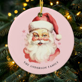 Roze Waterverf Sinterklaas Kerstmis Keramisch Ornament