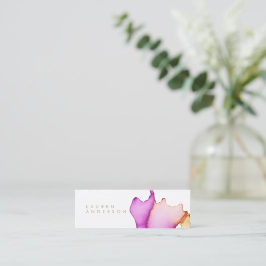 Roze Waterverf Skinny Visitekaartje (Staand voorkant)
