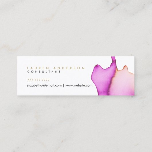 Roze Waterverf Skinny Visitekaartje (Achterkant)