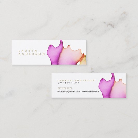 Roze Waterverf Skinny Visitekaartje (Voorkant / Achterkant)