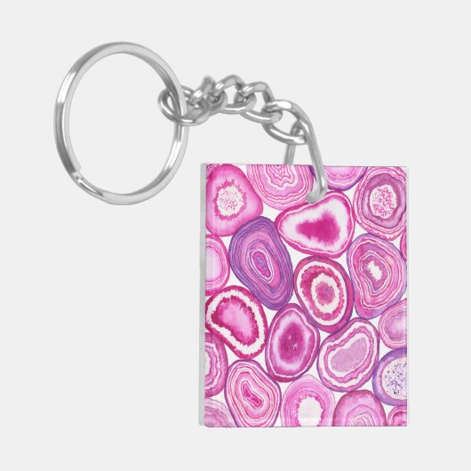 Roze waterverf sleutelhanger (Voorkant Links)