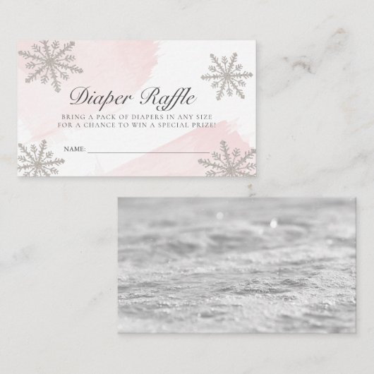 Roze Waterverf Snowflakes Informatiekaartje (Voorkant / Achterkant)