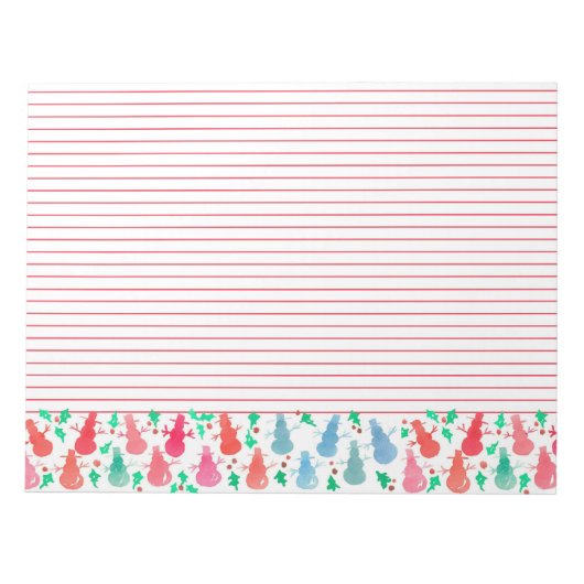 Roze Waterverf Snowman met kerstrood Lint Notitieblok (Voorkant)