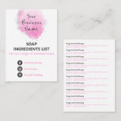 Roze Waterverf Soap Fragrance Logo Ingrediënten Visitekaartje (Voorkant / Achterkant)