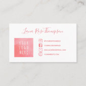 Roze Waterverf Sociale media Foto & Logo Visitekaartje (Voorkant)