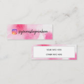 Roze Waterverf Sociale media Mini Visitekaartje (Voorkant / Achterkant)
