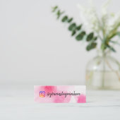 Roze Waterverf Sociale media Mini Visitekaartje (Staand voorkant)