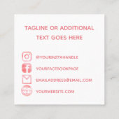 Roze Waterverf sociale media pictogrammen en uw Lo Vierkante Visitekaartje (Achterkant)