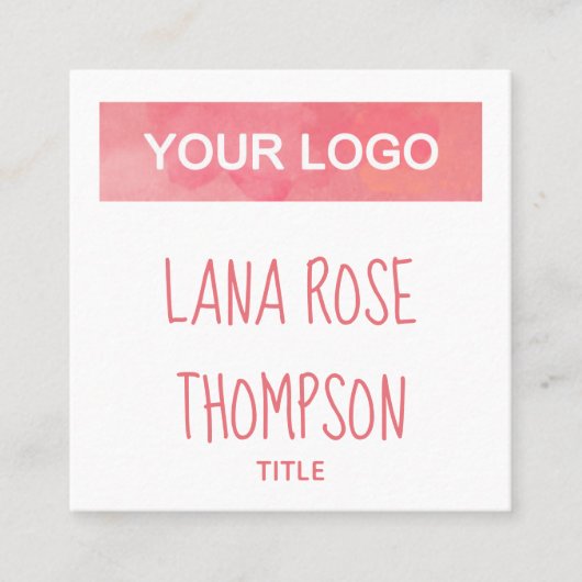 Roze Waterverf sociale media pictogrammen en uw Lo Vierkante Visitekaartje (Voorkant)