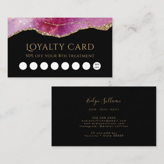 roze waterverf sparkle Loyalty Kaart Visitekaartje (Voorkant / Achterkant)