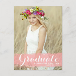 Roze Waterverf Spat Foto Afstudeerfeest Briefkaart