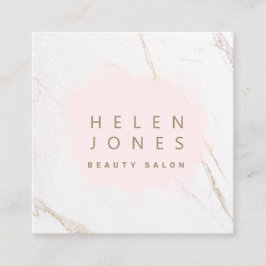 roze waterverf spat op marmer vierkante visitekaartje