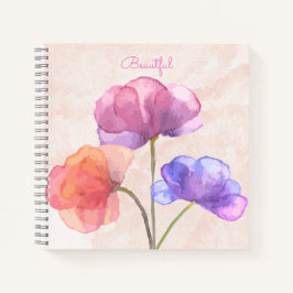 Roze waterverf spiraal notebook 21,5 cm x 21,5 cm notitieboek